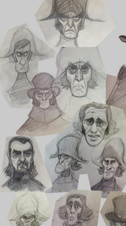 Pencil sketches of a stern character