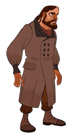 Our hero, Claude in a brown coat