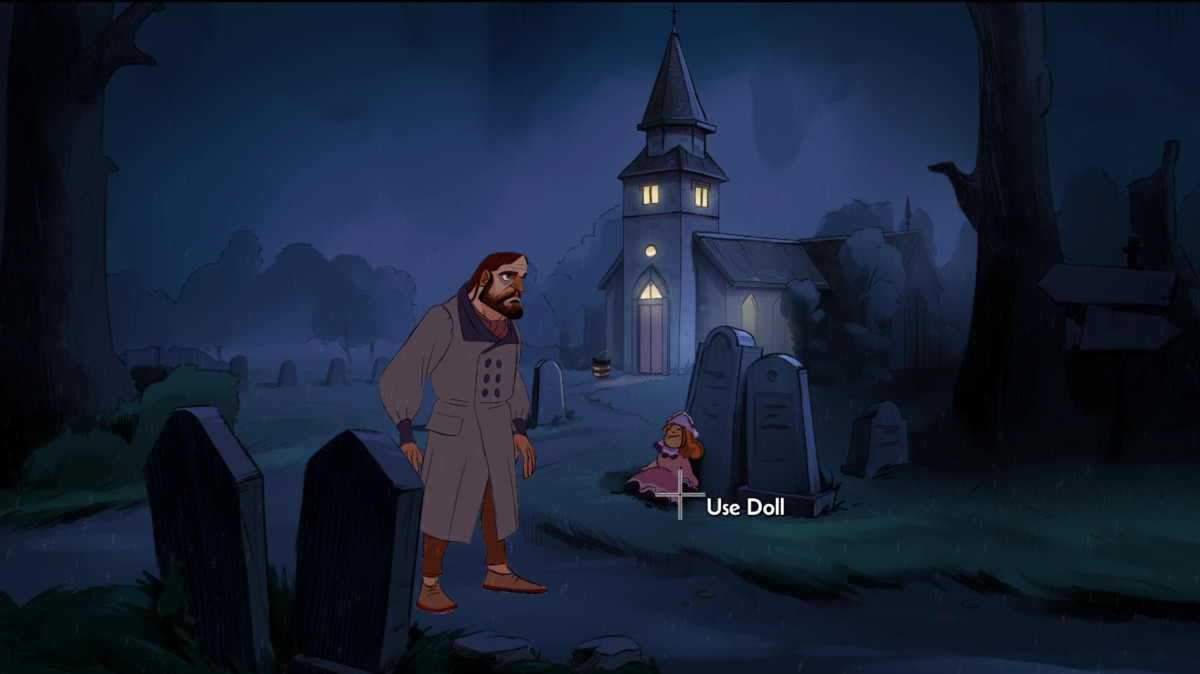 Claude in a graveyard at night